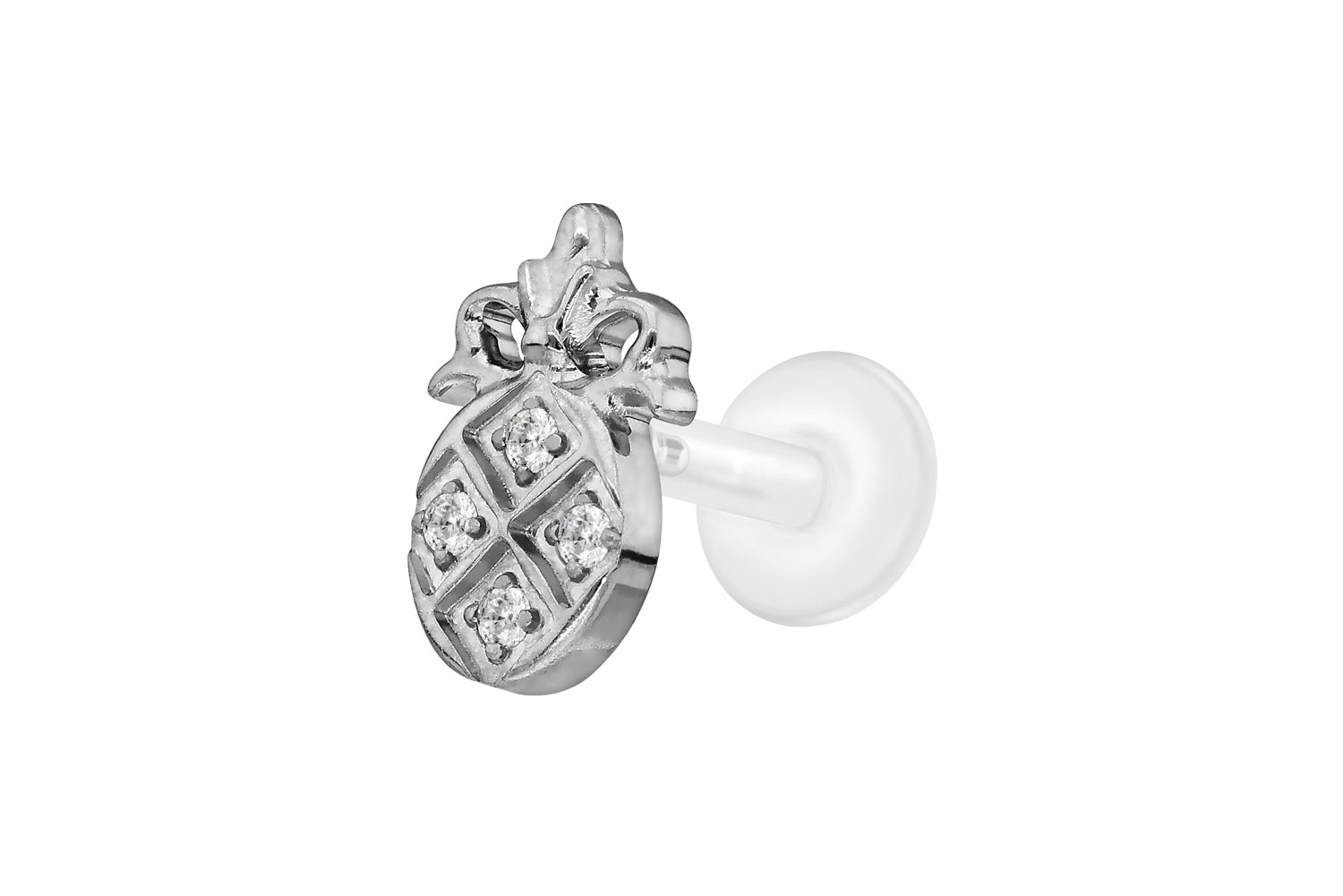 PTFE Labret Piercing mit Innengewinde + Titan-Aufsatz KRISTALLANANAS